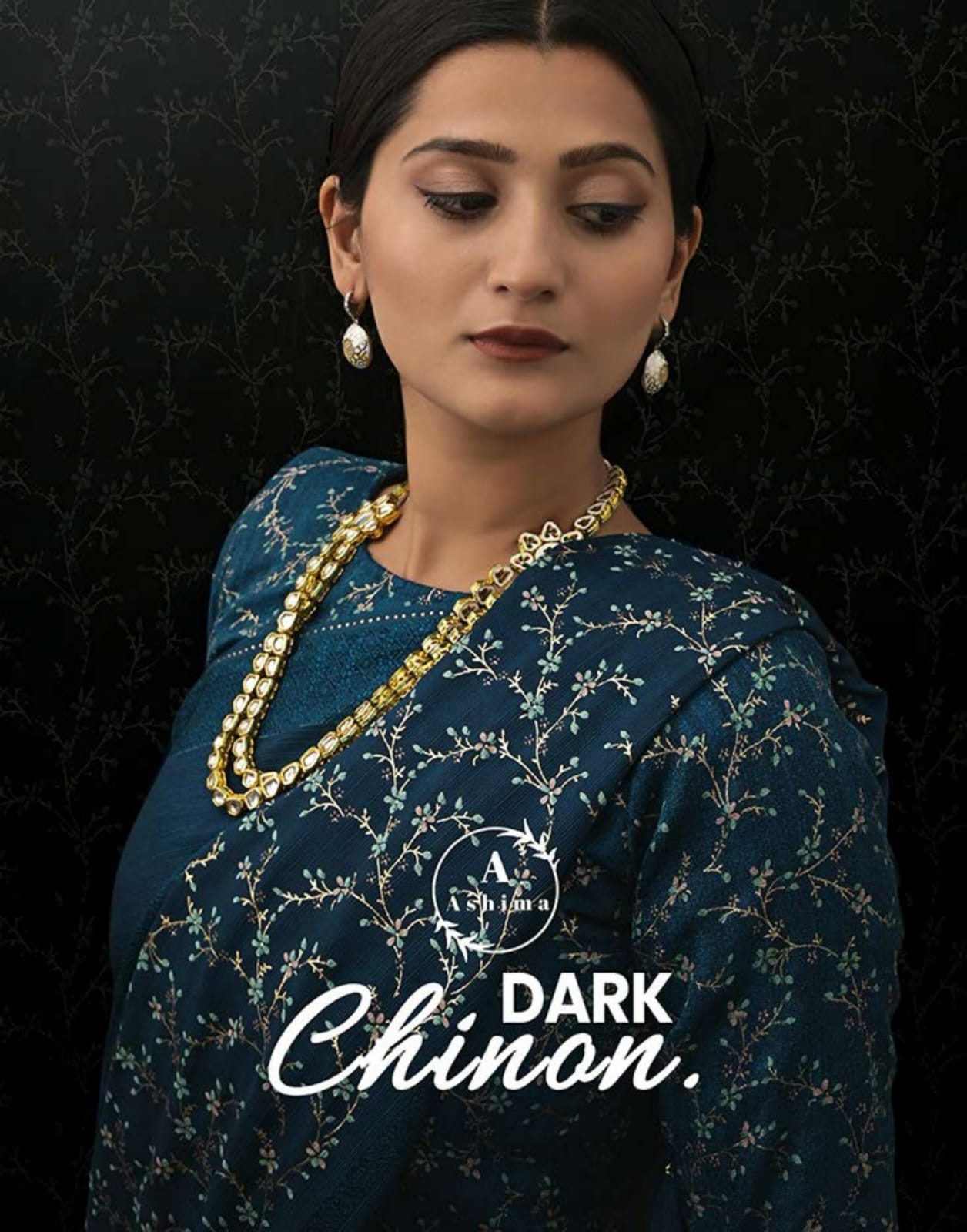 ASHIMA SAREES DARK CHINON